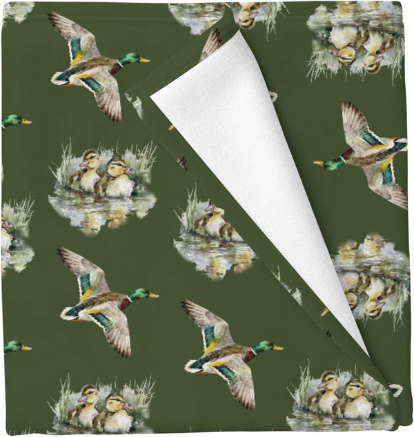 Cstdyfrv Vintage Mallard Ducks Baby Blankets for Boys Girls Watercolor Green Ducks Pond