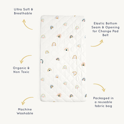 (16"x33", Makemake Organics Organic Changing Pad Cover GOTS Certified Organic Cotton Changing Table Cover Non Toxic
