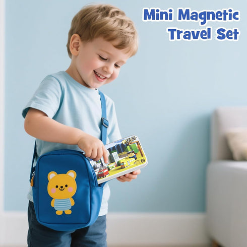 Gamcrown Set, 35PCS 3-8, City Traffic Magnetic Blocks STEM Toys for Kids Ages Travel Building Toys with Carrying Case