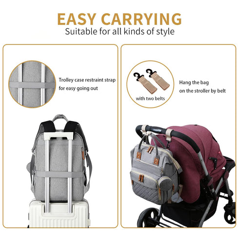 Backpack 3 1 GurZinn Baby Diaper Bag with Changing Station Travel Waterproof in Foldable Pad Unisex Grey