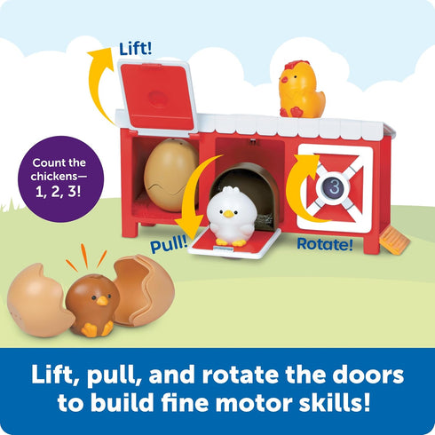 Playset, Learning Resources Peeksville Hide & Cheep Chicken Coop, Farm Animals, Farm Toys, Barn, Sensory Toys