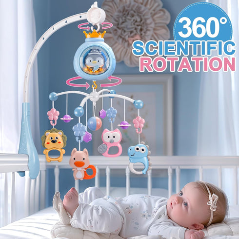 ZFSZSY 0-6 6-12 Pack Crib Mobile with Music and Lights,Mobiles for Cribs, Baby Mobile Arm Toys Hanging for Girls Boys
