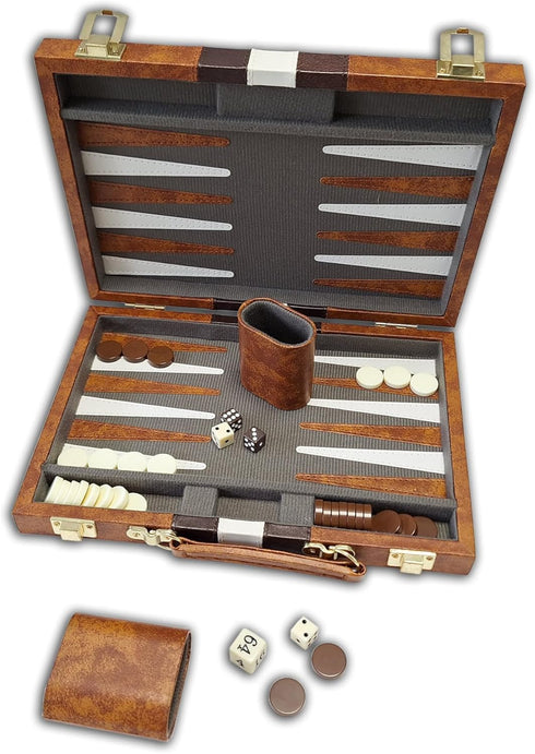 Brown and White Backgammon Set - CHH 18"