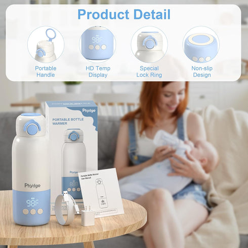 Travel,12.5oz Formula,Breastmilk,Water,3 Portable Bottle Warmer for Cordless Baby Milk Warmer on The go for Mins Fast