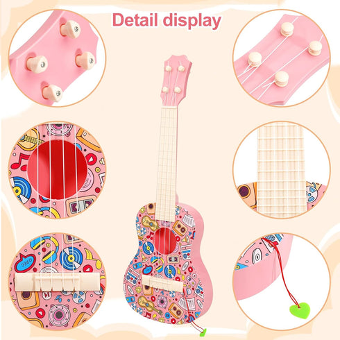 LeeQee 21in 4 3 4 5 6 7 8 9 10 11 12 Colorful Graffiti Ukulele Guitar for Kids, Strings Kids Guitar Ukulele Musical