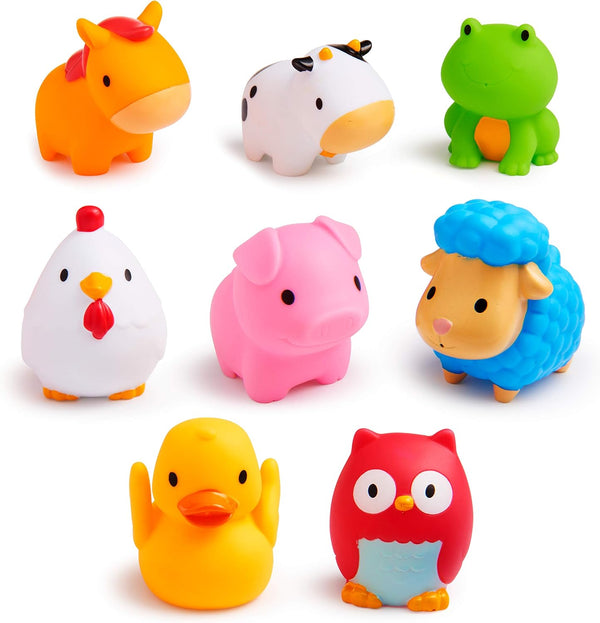 Munchkin Baby Bath Toy Squirts, Farm Animal Squirters, 8 Pack, for Babies and Toddlers 9 Months Up