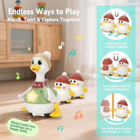 6 8 10 12 Tummy Set 1 Hestiasko Baby Toys Months, Time Duck Toy, Musical Dancing Duck with Lights & Sounds, Crawling