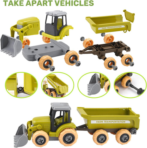 2.2lb Playset, 3 4 5 6 Eaciilee Play Sand Farm Toys, Farm Sensory Bins with Magic Sand, Animal, Take Apart Excavator