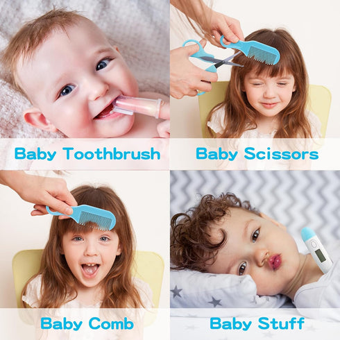 Baby Healthcare and Grooming Kit, Portable Safety Care Set, Newborn Essentials (Blue 18 in 1)