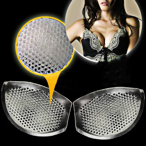 Lady Women Reusable Silicone Bra Inserts, Waterproof Breathable Gel Breast Enhancers for Swimsuits