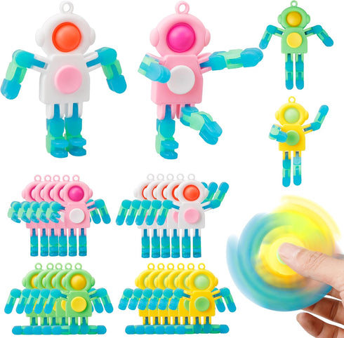 JHXXXL 18pcs Party Favors - Astronaut Fidgets Spinner Keychain Robot,Goodie Bags Treasure Box
