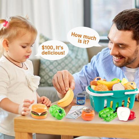 200Pcs Playset 2 Sets, Mini Play Kitchen Accessories for Kids, Pretend Cooking with Cookware, Tableware & Fruit