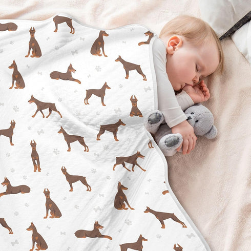KICPOAY Doberman Pinscher Dogs Baby Swaddle Blanket for Boys and Girls, Muslin Baby Receiving Swaddle Blanket, Soft