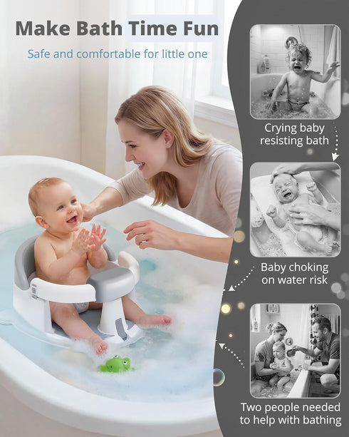 3 (6-24 ONTHEWEI Baby Bath Seats for Babies Sitting Up, Non-Slip Baby Bathtub with Suction Cups, Safe & Comfortable