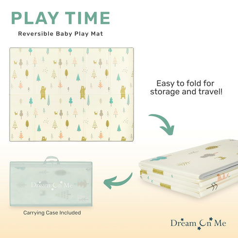 Dream On Me Play Time Reversible Baby Playmat, Foldable Extra Large Thick Foam Crawling Playmats for Toddlers