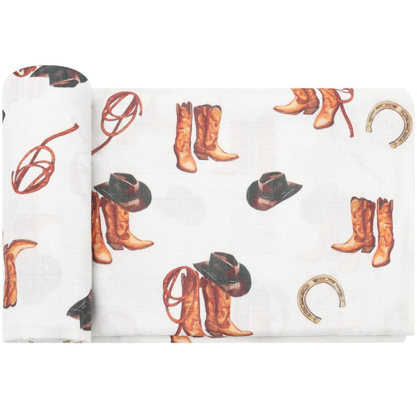 LifeTree Muslin Swaddle Blankets, Western Baby Swaddles for Boys Girls Newborn, Soft