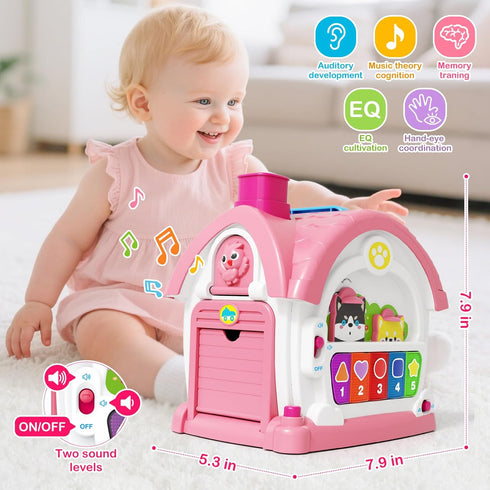1 12-18 1st 1,2,3 Montessori Toys for Year Old Girl Gift, Musical Learning House with Lights & Sounds, Interactive