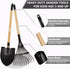 7PCS Kids Gardening Tools, Long Shovel, Rake for Leaves, Spade, Hoe, Steel Heads & Real Wood Handle, Yard Tools
