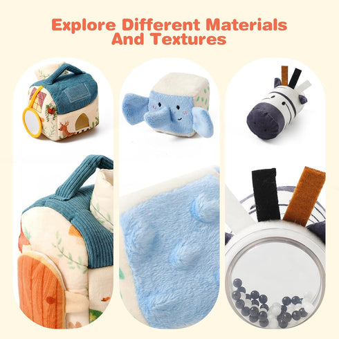 6-12 1-3 Set Youuys Travel Sensory Toys for Babies Months & Toddlers Year Old On-The-Go Montessori Soft Stuffed Animal