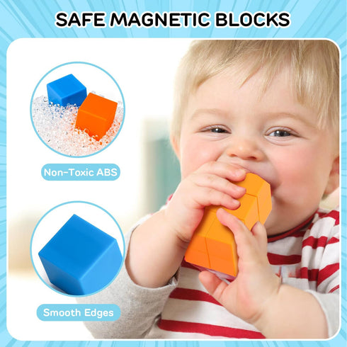 TOY Life 64 Pcs Magnetic Blocks - Magnetic Building Blocks for Toddlers Age 3-5, Learning Building Toys for Kids Ages