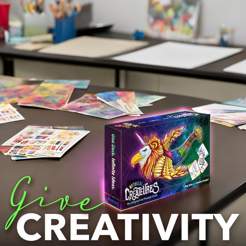 Mythical Creatures Drawing Art Prompts for Kids to Sketch Funny Animals Together! 150 Prompt Cards for Creative Games,
