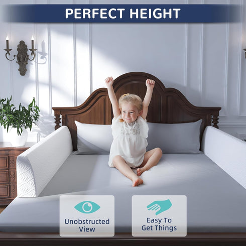 FigTime 59", 3-Bracket) Bed Bumper for Toddlers, Foam Bed Rail for Toddlers, Toddler Bed Rail Bumper, Soft Safety Bed