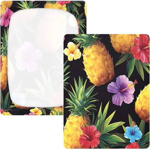 Bseiialft 52 28 Pineapples Hibiscus Palm Leaves Tropical Crib Sheets for Boys Girls Soft and Breathable Cotton Baby