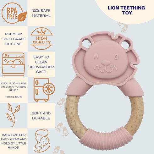 PREMIUM Baby Teething Toys, Silicone Teether for Pain Relief, Cooling Gum Chew Toy, BPA Free, Lion