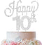LINGTEER Happy 10th Birthday Silver Rhinestone Cake Topper - Cheers to 10th Birthday Party Decorations