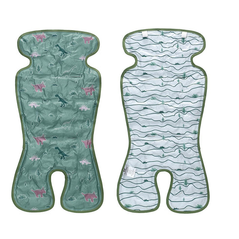 Miracle Baby Gel Car Seat Cooler Pad, Double Sides Stroller Ice Cushion, Summer Cooling Liner, Dinosaur + Lines