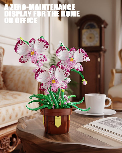 EITOLNR Set 6-12 (323 Flowers Botanicals Orchid Building - Artificial Flower Building Blocks for Adult Women, Bonsai
