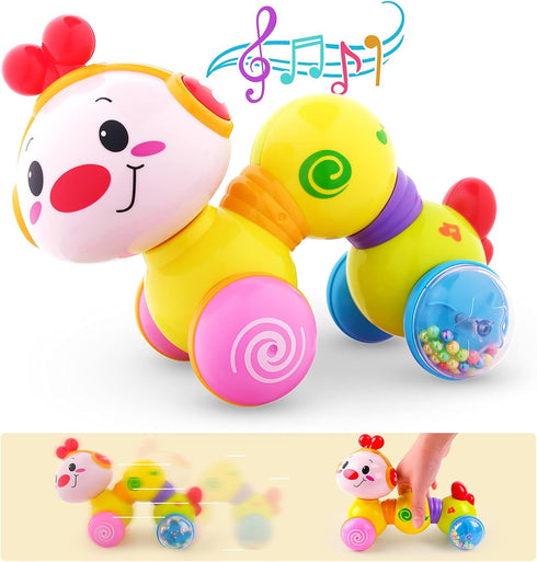 Vanmor Baby Toys 6-12 Months, Infant Musical Caterpillar Crawling Toy, Press and