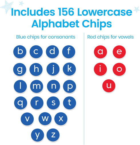 hand2mind Lowercase Alphabet Chips, Toddler Learning Letters for Spelling and Reading Tools for Kids