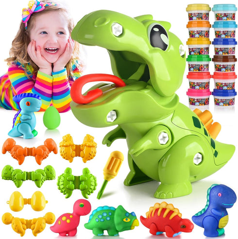 Dinosaur Dough for Kids Play Tool Set for Toddlers, Kitchen Creations Playset
