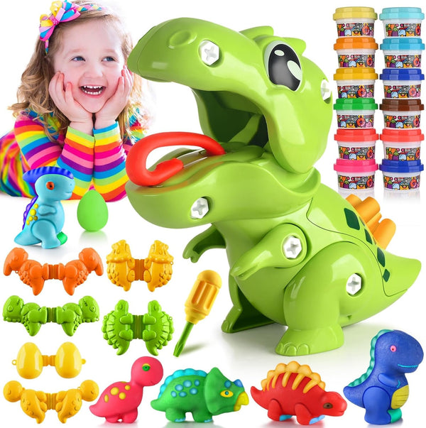 Dinosaur Dough for Kids Play Tool Set for Toddlers, Kitchen Creations Playset