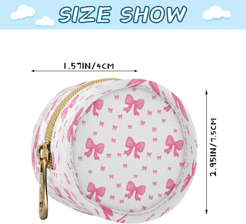 Nesatuwa Watercolor Pink Bows Pacifier Holder Case with Clip Portable Small Travel Pacifier Pouch for Mom Bag Zipper