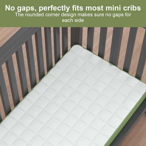 3" 38" Lx24 Mini Mattress, W Premium Foam Mattresses, Soft Pure Cotton Breathable Cover Fabric, Waffle Grid