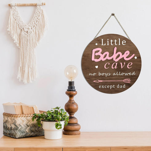 Little Babe Cave Door Sign Wood Baby Girl Nursery Decor Little Girl Nursery Room Wall Art for Bedroom Living Room