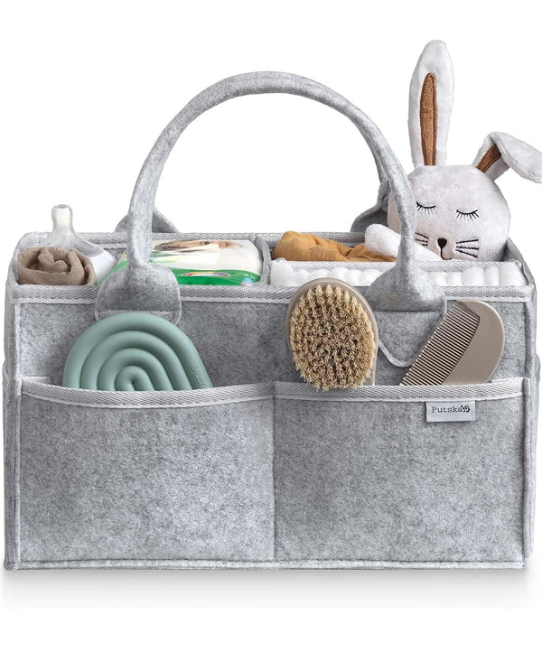 PUTSKA Baby Diaper Caddy Organizer - Nursery Storage Basket for Diaper Station,