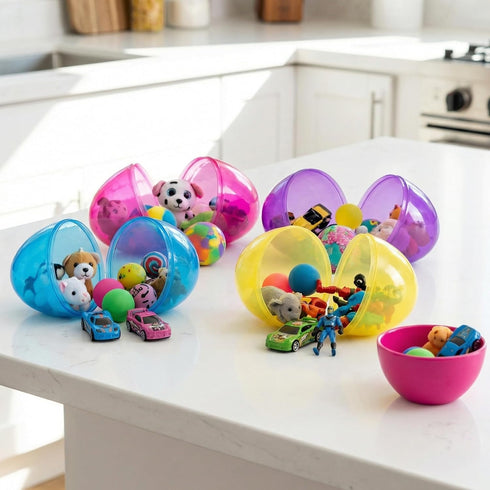 PNIOTAIN 6 Pack 6 Inch Large Plastic Easter Eggs Fillable - Jumbo Easter Eggs for Kids Empty Eggs for Easter Egg Hunt