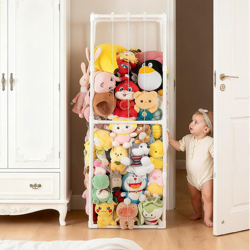Cerpourt Stuffed Animal Storage,PVC Tube Zoo Stuffed Animal Holder with Elastic Band,Space Save Vertical Kids Plush Toy
