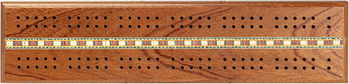 Sterling Games Wooden Cribbage - 12 inch Double Track Cribbage Board with Rich Italian Inlaid for 2 Players