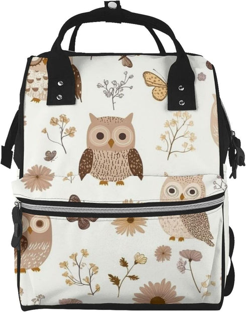 ZSUUGJ Cute Owl Printed Diaper Bag Backpack Baby Bag Multi Function Baby Changing