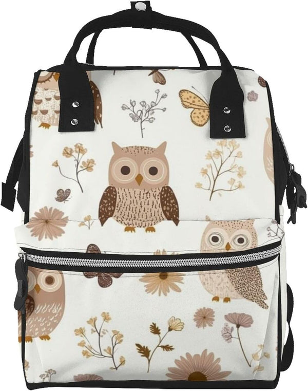ZSUUGJ Cute Owl Printed Diaper Bag Backpack Baby Bag Multi Function Baby Changing