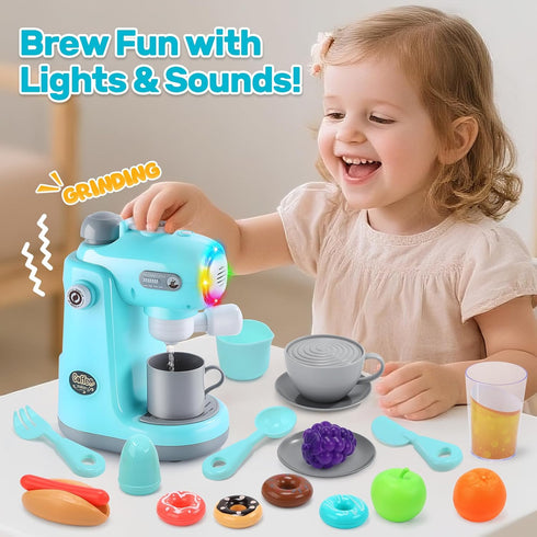 Playset, Sets CUTE STONE Kids Kitchen Toy Kitchen Appliance with Working Coffee Maker, Blender & Toaster, Realistic