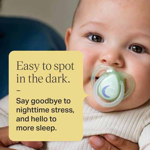 Tommee 0-6 Symmetrical Pack 6 Tippee Night Time Pacifier, Months, Silicone Baglet, BPA-Free Binkies, Glow in The Dark