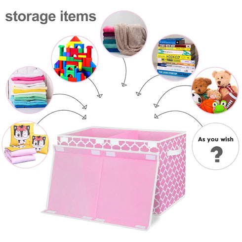 homyfort Toy Box for Girls, Large Toy Chest Organizers with Flip-Top Lid & Divider, Pink