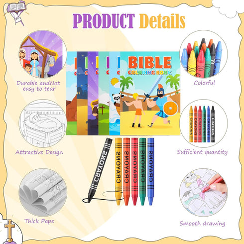 Gilprop 336pcs Christian Coloring Books with Crayons for Kids Easter Mini Coloring Book Bulk Religious Bible Story