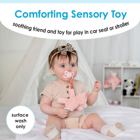 Carter's Fawn Plush Rattle with Loop Teether for Infants and Babies