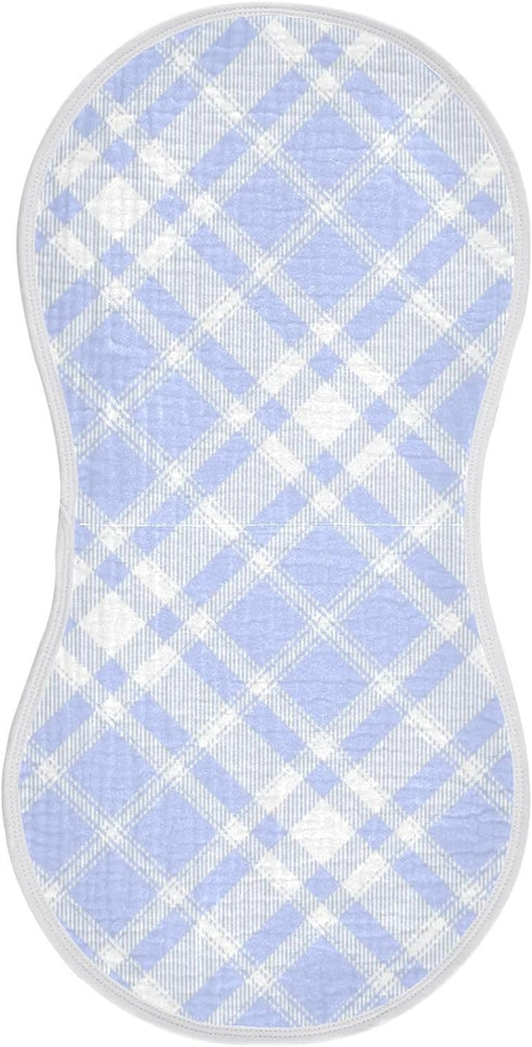 decor gift Cotton Muslin Burp Cloths Easy Care Blue Checkerboard Baby Rags for Newborns
